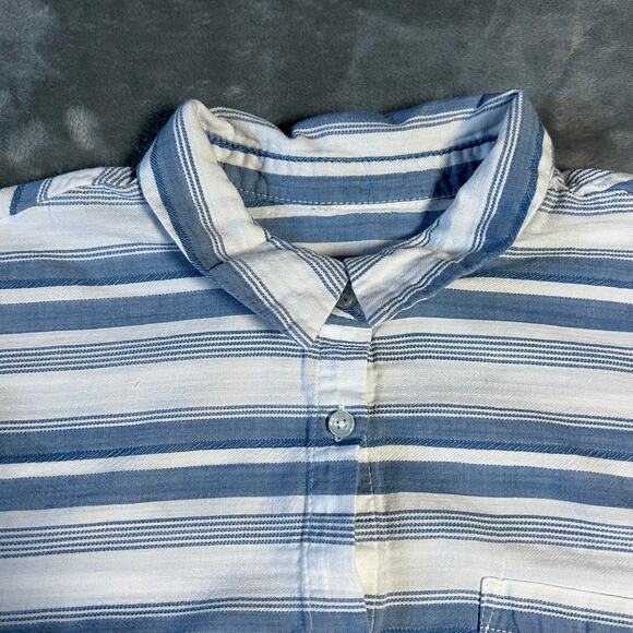 a new day Stripe Button Down Shirt Size Large Nautical Coastal Casual - Picture 3 of 12